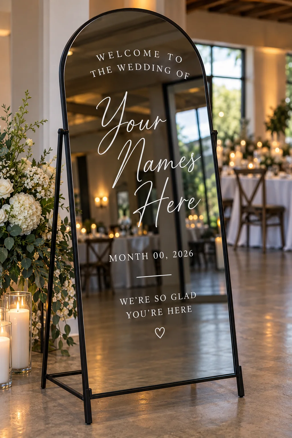 Example custom wedding mirror decal
